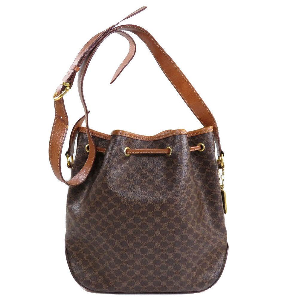 Celine leather shoulder bag Macadam Brown
